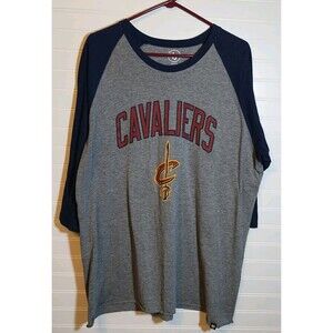 NBA Cleveland Cavaliers‎ 3/4 Sleeve Raglan T-shirt Men's 2xl Grey Navy XXL By 47